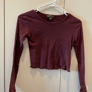 Top shop maroon long sleeve crop